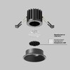 Миниатюра фото встраиваемый точечный светодиодный светильник maytoni round dl058-7w3k-b | 220svet.ru
